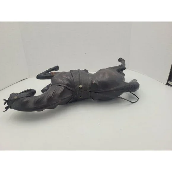 Vintage Large 14" LEATHER Wrapped Rearing Horse Figure W/ Saddle - Picture 7 of 16